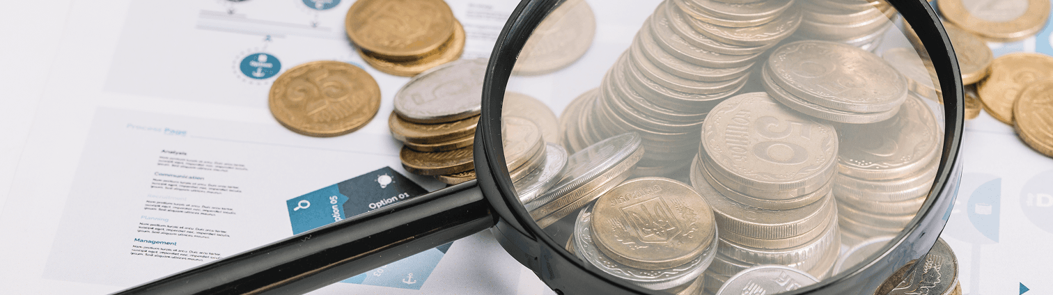 Magnifying Glass and Coins