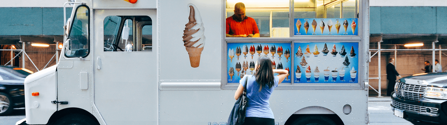 person at ice cream truck